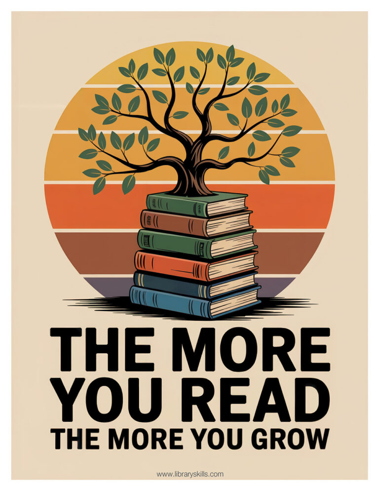 The More You Read, the More You Grow – Free Poster – Library Skills